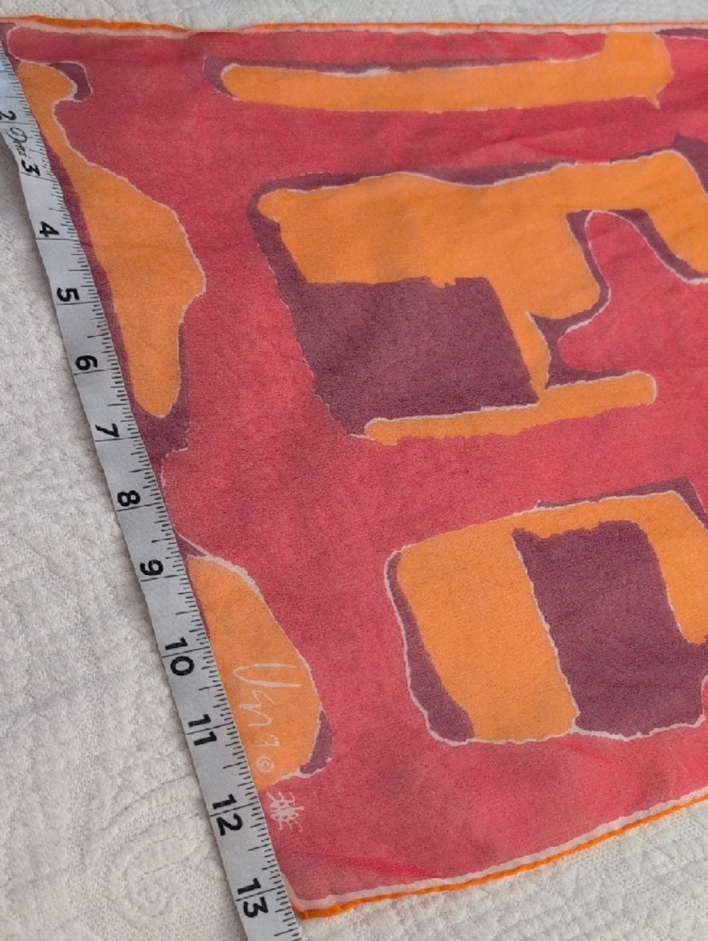 Vera Neumann Bright Abstract Orange Silk Scarf - Picture 7 of 7